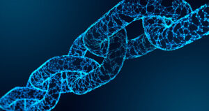 Digital chain symbolizing data security and encryption.