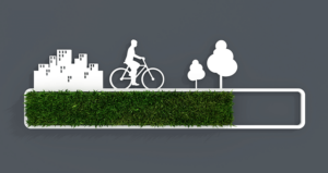 Concept of infrastructure and people promoting a greener lifestyle
